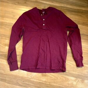 J. Crew Factory Men’s Henley Long Sleeve Shirt in Deep Red Medium